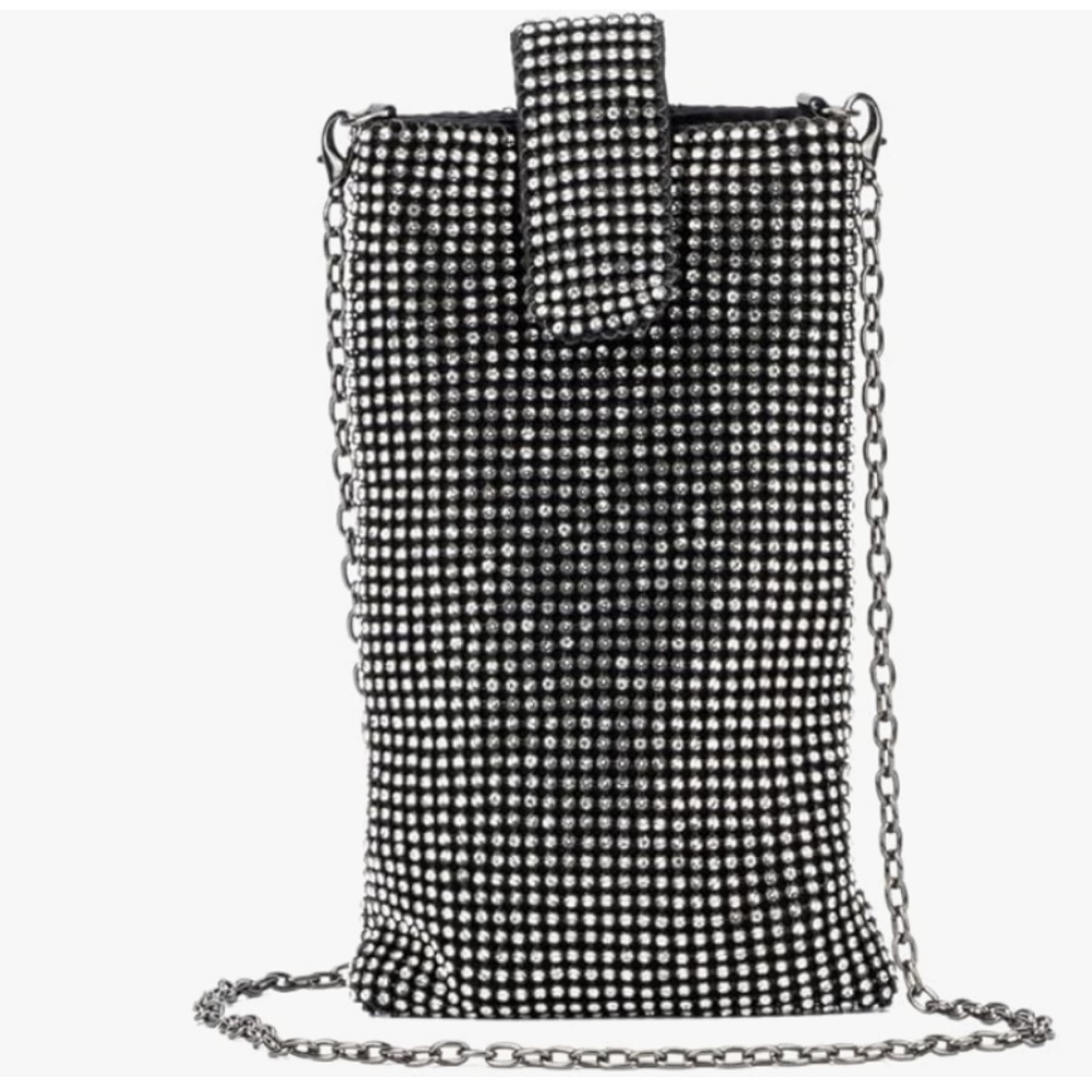 New! Olivia Miller Fashion Cami Rhinestone Mesh Iridescent Cell Phone Crossbody